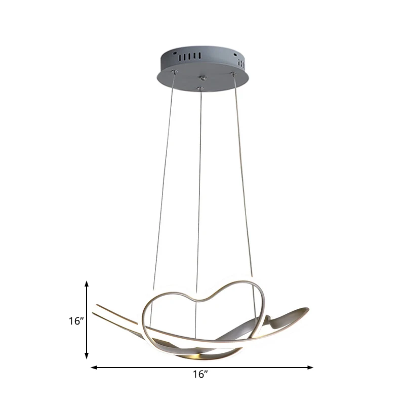 16"/19,5" brede grijze gedraaide kroonluchterlamp modernistische led acryl led hanglampset wit/warm licht Clearhalo
