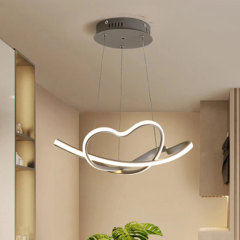 16"/19,5" brede grijze gedraaide kroonluchterlamp modernistische led acryl led hanglampset wit/warm licht Clearhalo