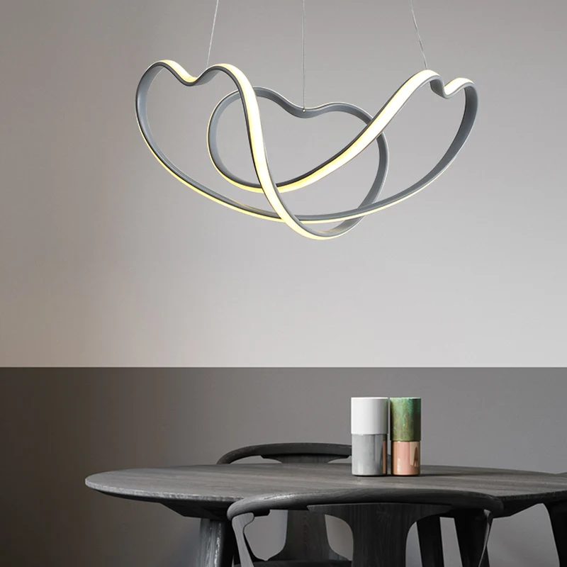 16"/19,5" brede grijze gedraaide kroonluchterlamp modernistische led acryl led hanglampset wit/warm licht Clearhalo