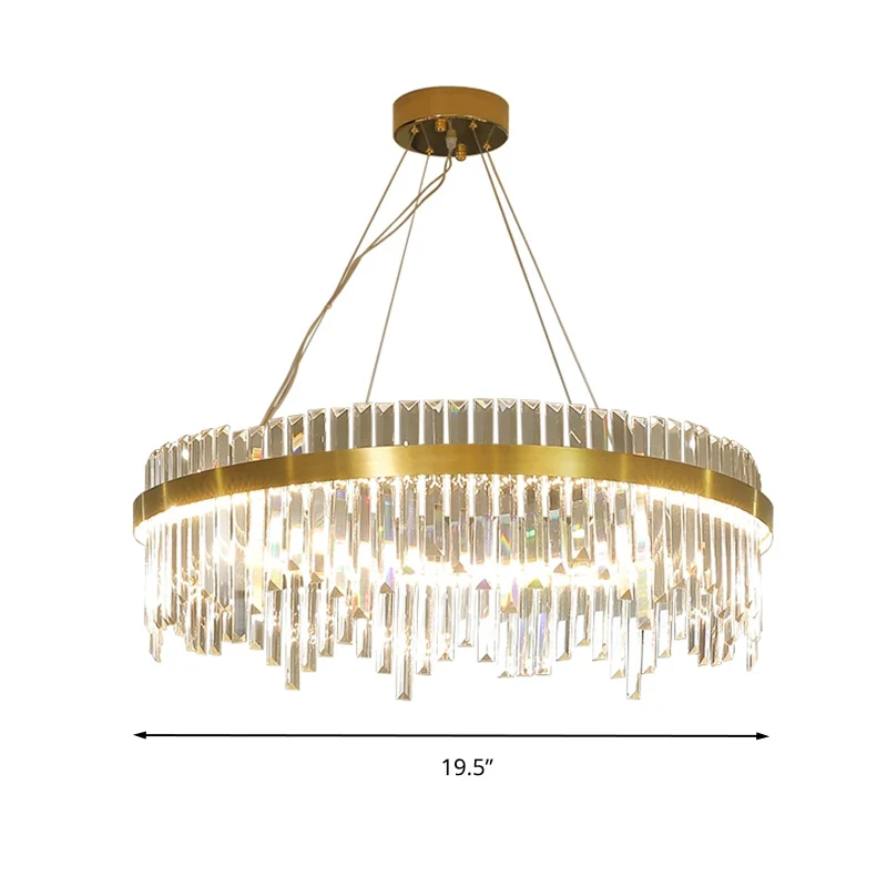 16"/19,5" brede LED hangende plafondlamp postmoderne cirkel kristallen staaf kroonluchter licht goud Clearhalo