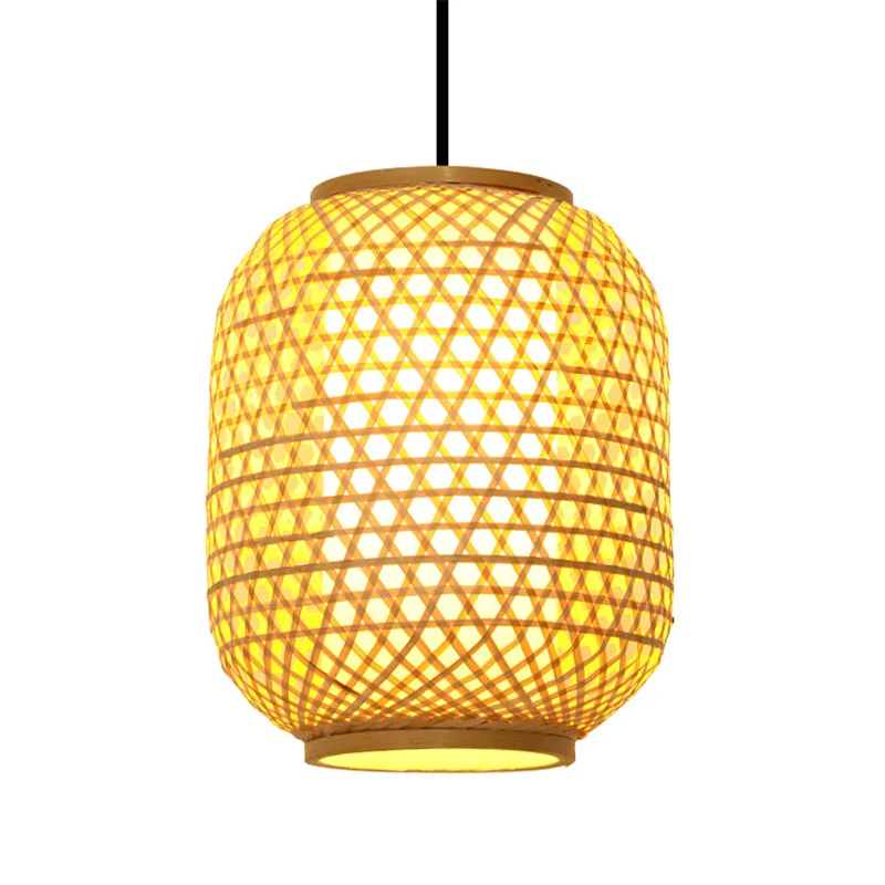 16“/19,5” Hoogte Azië Lantaarn Hangende Hanglamp Bamboe 1 Licht Eetkamer Plafondlamp Beige Clearhalo