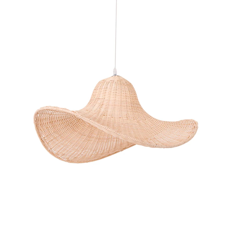 16"/19,5" lange zuidoostelijke hangende hanger met 1 lamp en rotan beige strohoedvormige druppellamp voor restaurant theeh...