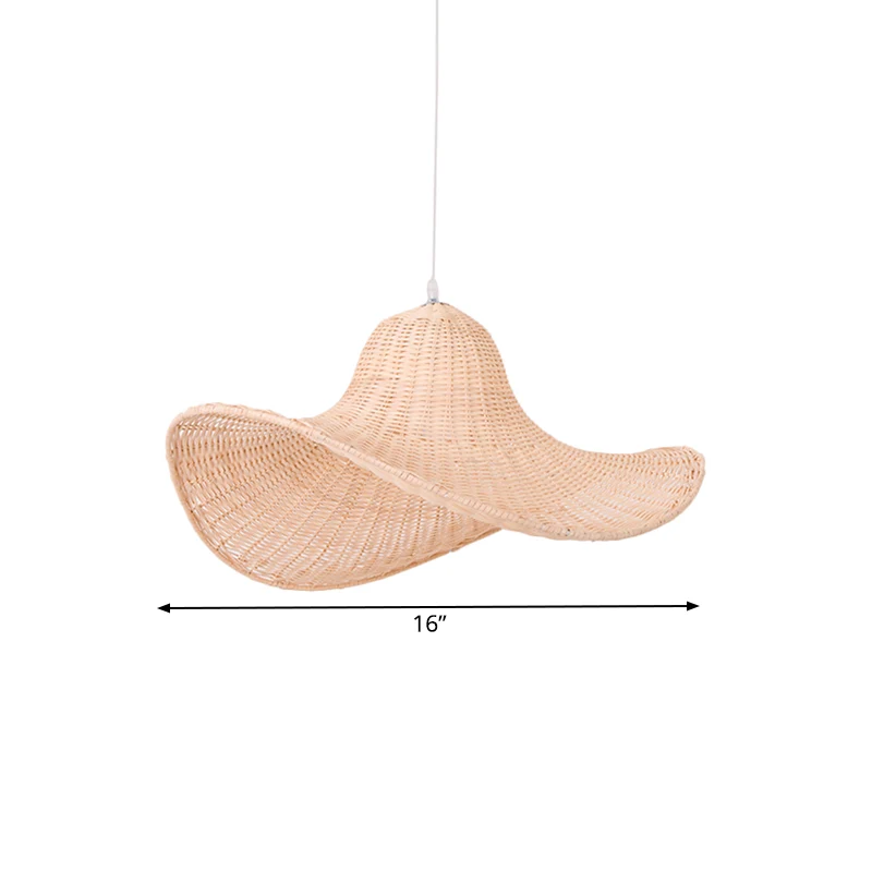 16"/19,5" lange zuidoostelijke hangende hanger met 1 lamp en rotan beige strohoedvormige druppellamp voor restaurant theeh...