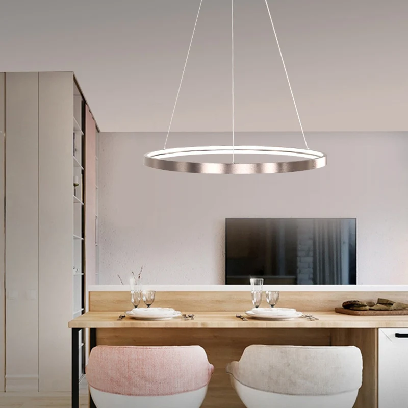 16"/23,5"/31,5" dia moderne LED kroonluchter licht met acryl schaduw bruine ring plafondlamp warm/wit/natuurlijk licht Cle...