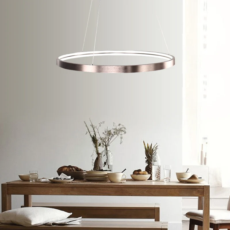 16"/23,5"/31,5" dia moderne LED kroonluchter licht met acryl schaduw bruine ring plafondlamp warm/wit/natuurlijk licht Cle...