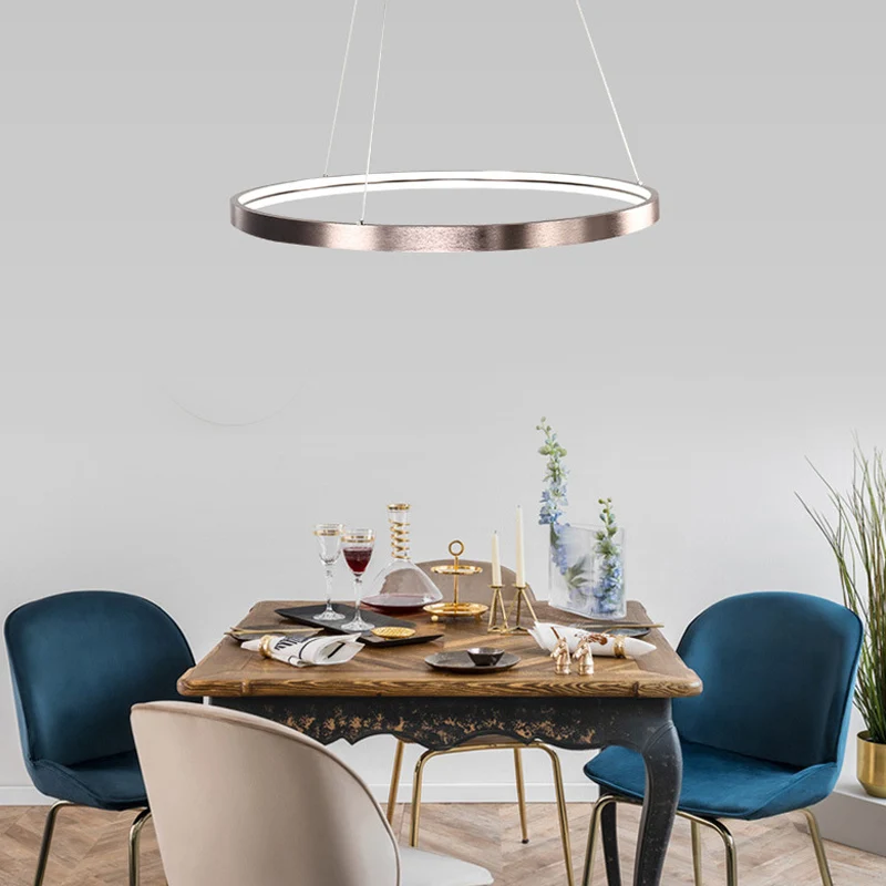 16"/23,5"/31,5" dia moderne LED kroonluchter licht met acryl schaduw bruine ring plafondlamp warm/wit/natuurlijk licht Cle...