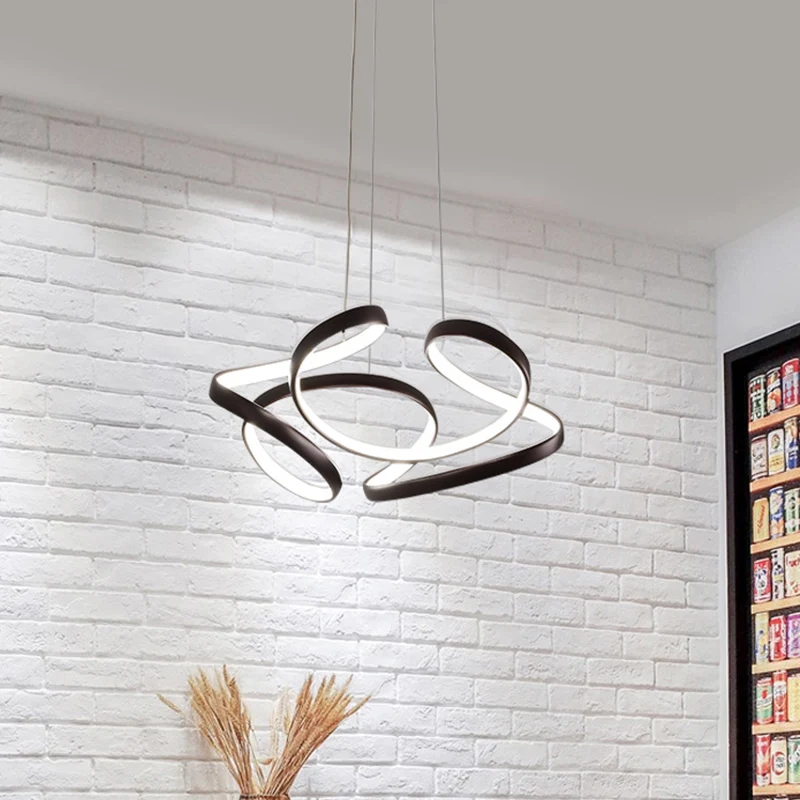18"/19,5" W minimalistische LED-hanglamp acryl goud/koffie naadloze rondingen kroonluchter hanglamp warm/wit licht Clearhalo