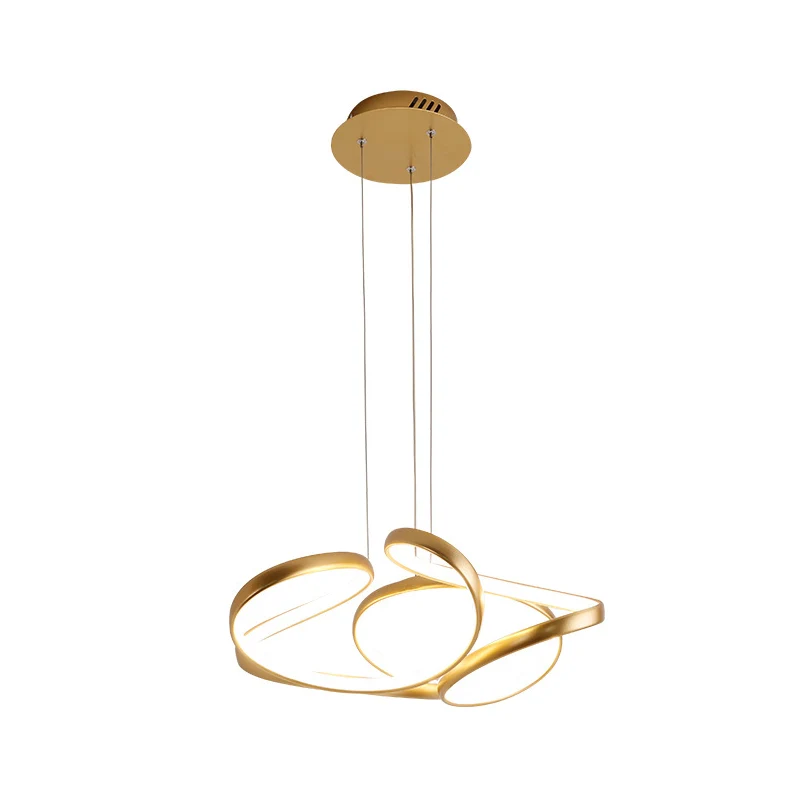 18"/19,5" W minimalistische LED-hanglamp acryl goud/koffie naadloze rondingen kroonluchter hanglamp warm/wit licht Clearhalo
