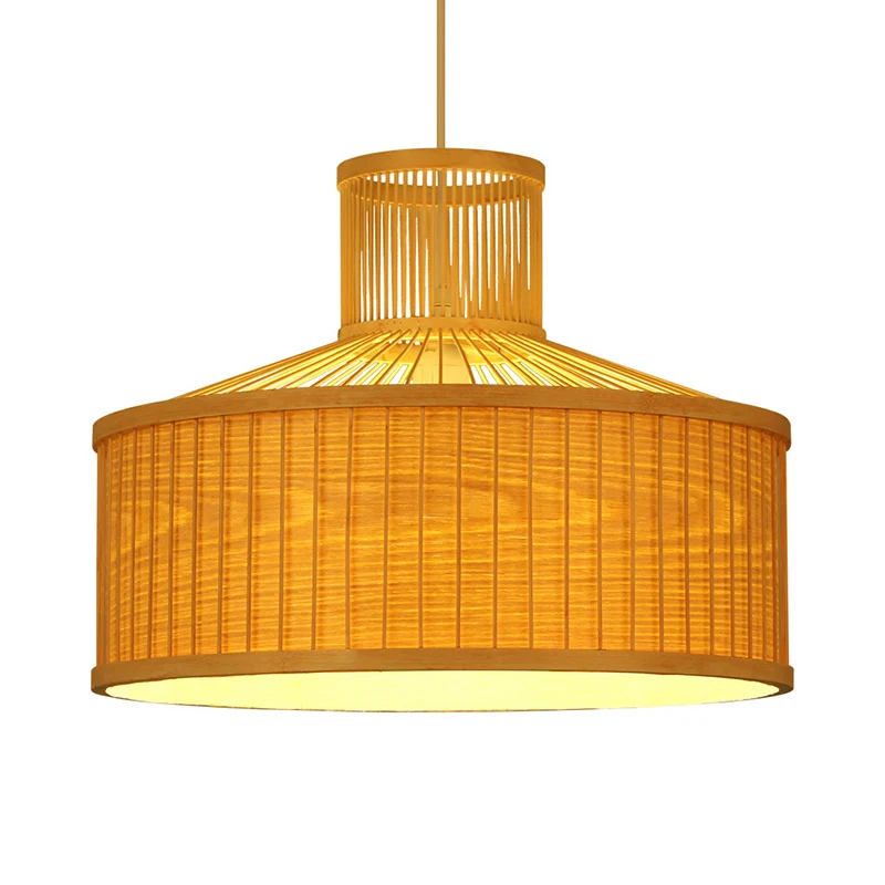 18"/23,5" brede cilinder ophanging hanglamp retro bamboe 1 lamp houten hanglampset Clearhalo