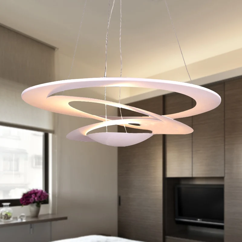 19,5 / 25,5 "/31,5" brede spiraalvormige plafondlamp hedendaagse metalen witte kroonluchter licht voor woonkamer Clearhalo