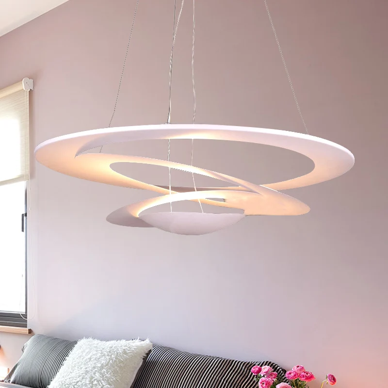 19,5 / 25,5 "/31,5" brede spiraalvormige plafondlamp hedendaagse metalen witte kroonluchter licht voor woonkamer Clearhalo
