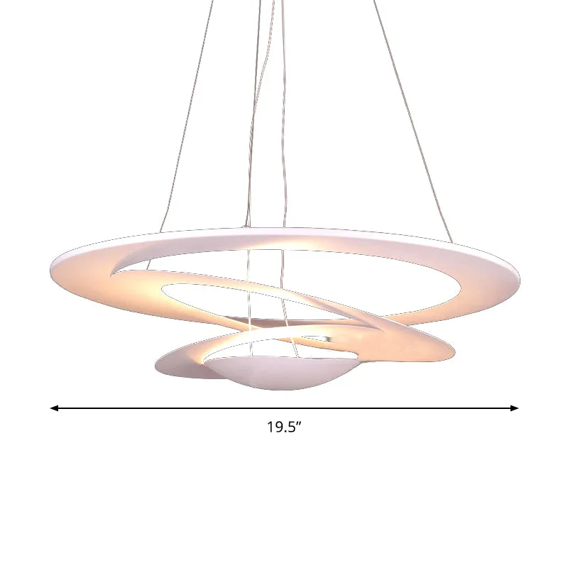 19,5 / 25,5 "/31,5" brede spiraalvormige plafondlamp hedendaagse metalen witte kroonluchter licht voor woonkamer Clearhalo