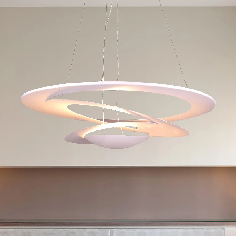 19,5 / 25,5 "/31,5" brede spiraalvormige plafondlamp hedendaagse metalen witte kroonluchter licht voor woonkamer Clearhalo