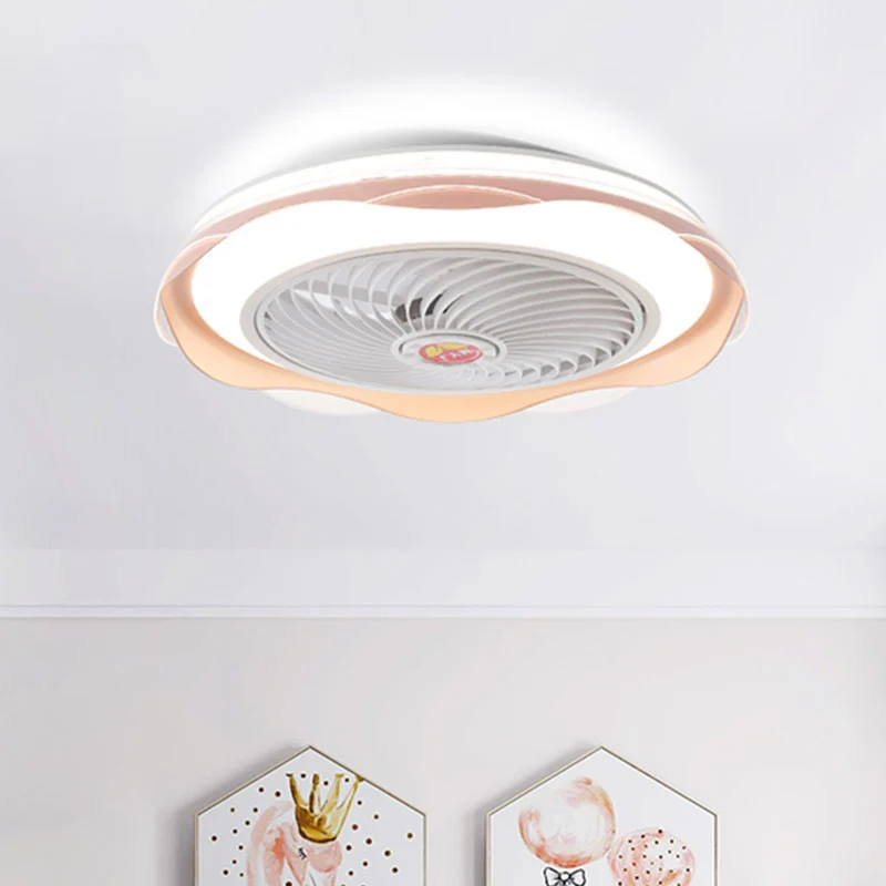 19,5" brede bloemenplafondventilator licht Noordse acryl LED blauw/goud semi-inbouwlamp voor slaapkamer Clearhalo