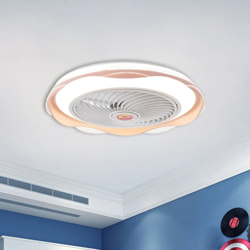 19,5" brede bloemenplafondventilator licht Noordse acryl LED blauw/goud semi-inbouwlamp voor slaapkamer Clearhalo
