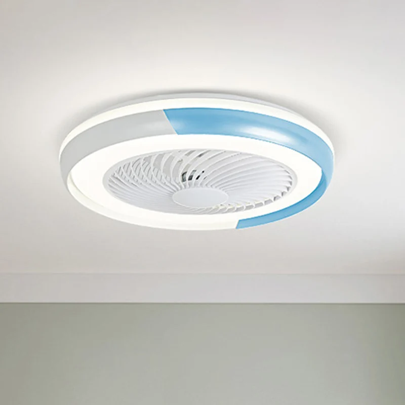 19,5" brede Macaron ronde 5 bladen plafondventilatorlamp acryl kinderkamer LED semi-inbouwlicht, afstandsbediening Clearhalo