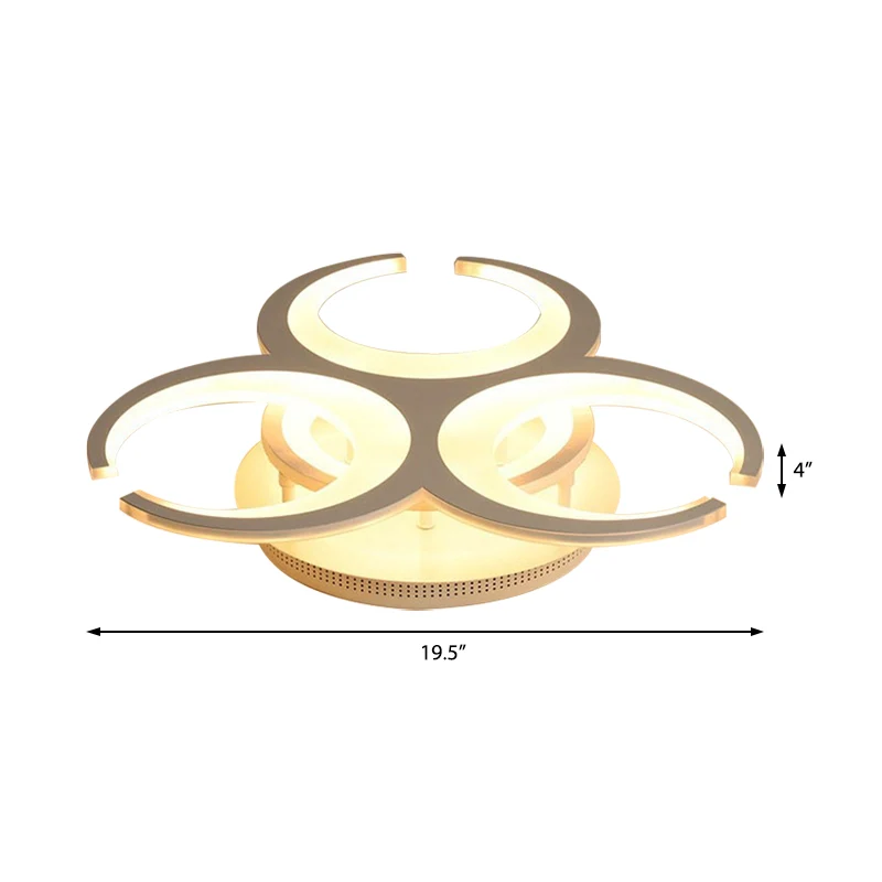19,5"/23,5" Restaurant Ring LED-plafondmontagelicht Acryl eigentijds wit inbouwlicht Clearhalo