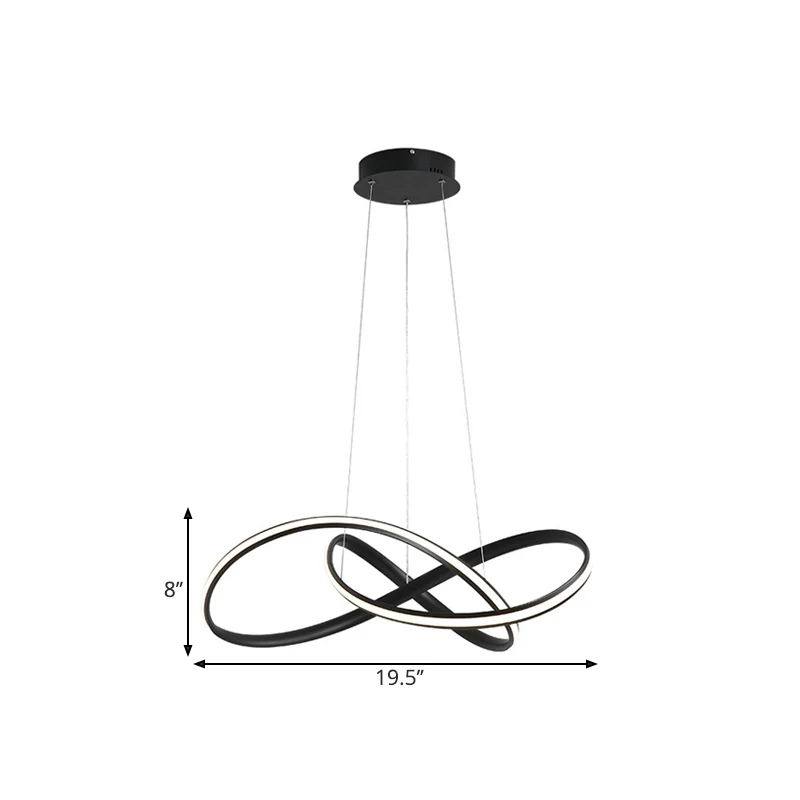 19,5"/27,5" W eenvoudige LED-downlighting, zwarte gedraaide kroonluchterverlichting met metalen kap warm/wit licht Clearhalo