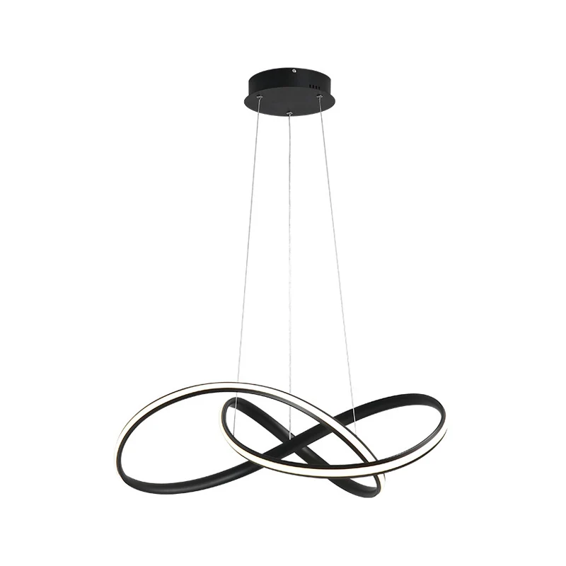 19,5"/27,5" W eenvoudige LED-downlighting, zwarte gedraaide kroonluchterverlichting met metalen kap warm/wit licht Clearhalo