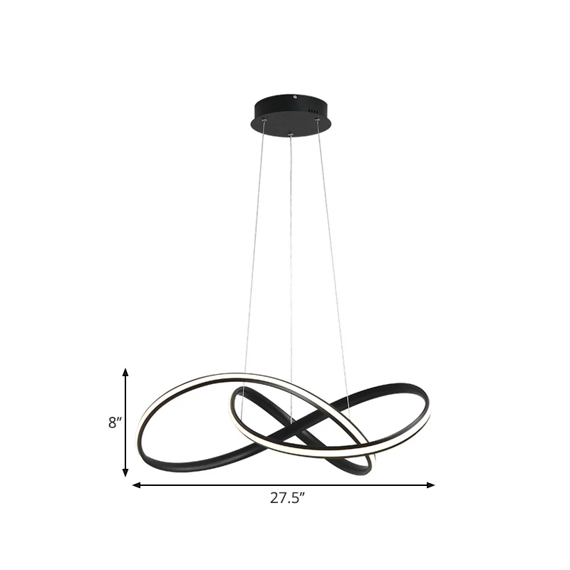 19,5"/27,5" W eenvoudige LED-downlighting, zwarte gedraaide kroonluchterverlichting met metalen kap warm/wit licht Clearhalo