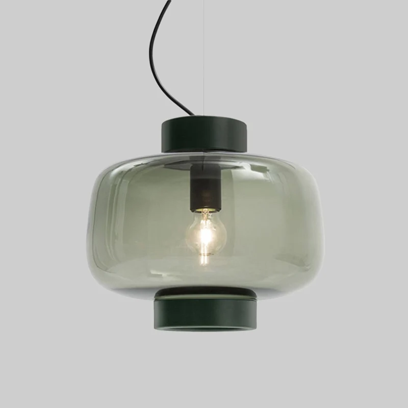 1-koppige bistro-hanglamp, vintage zwarte hanglampset met trommelrookglazen kap Clearhalo