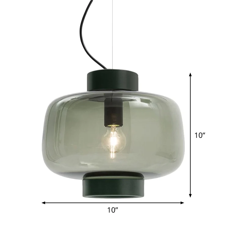1-koppige bistro-hanglamp, vintage zwarte hanglampset met trommelrookglazen kap Clearhalo