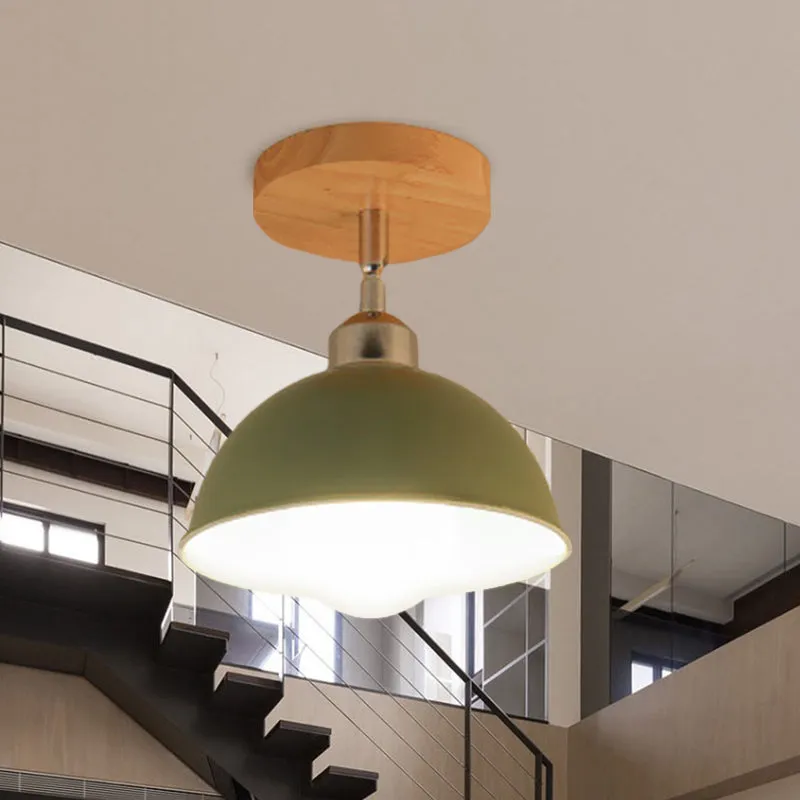 1-koppige draaibare plafondlamp met koepelschaduw Metaal Macaron Indoor Semi-inbouwlamp roze/geel Clearhalo
