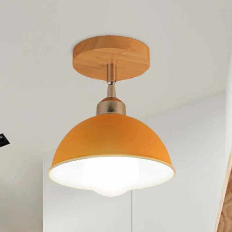 1-koppige draaibare plafondlamp met koepelschaduw Metaal Macaron Indoor Semi-inbouwlamp roze/geel Clearhalo
