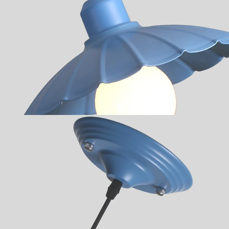 1-koppige hanglamp Macaron-stijl metalen hanglamp met geschulpte rand roze/geel voor woonkamer Clearhalo