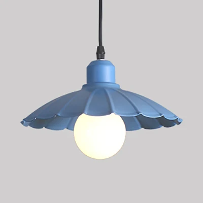 1-koppige hanglamp Macaron-stijl metalen hanglamp met geschulpte rand roze/geel voor woonkamer Clearhalo