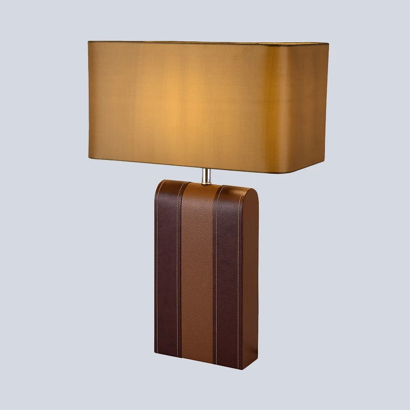 1-koppige rechthoekige bureaulamp modernistische stoffen tafellamp bruin voor eetkamer Clearhalo