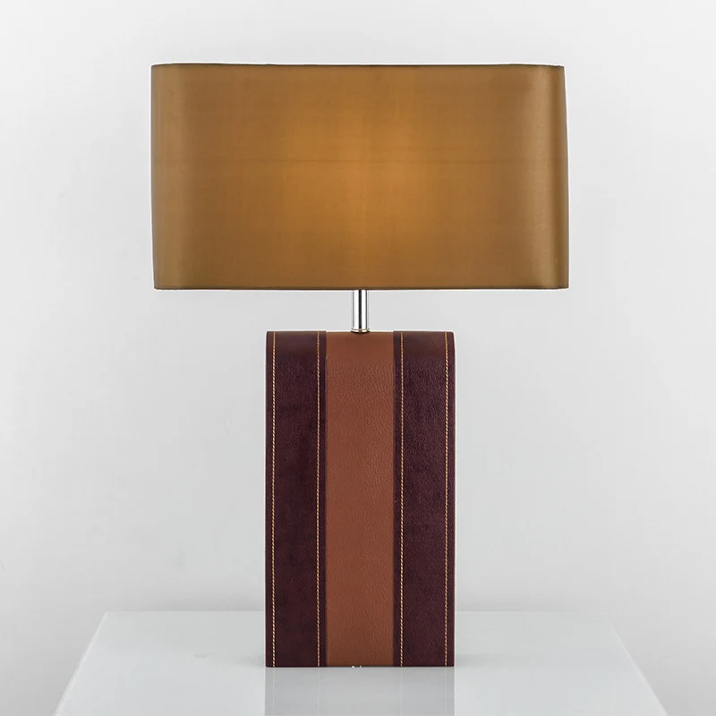 1-koppige rechthoekige bureaulamp modernistische stoffen tafellamp bruin voor eetkamer Clearhalo