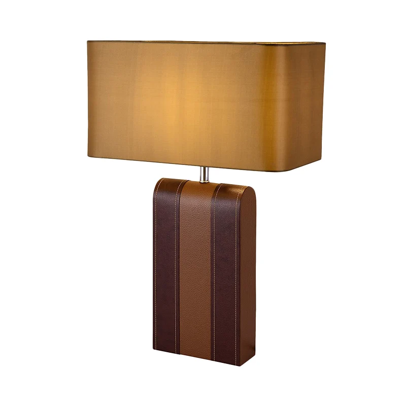 1-koppige rechthoekige bureaulamp modernistische stoffen tafellamp bruin voor eetkamer Clearhalo