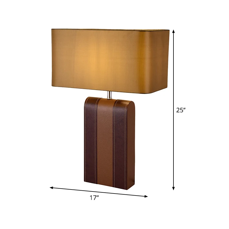 1-koppige rechthoekige bureaulamp modernistische stoffen tafellamp bruin voor eetkamer Clearhalo
