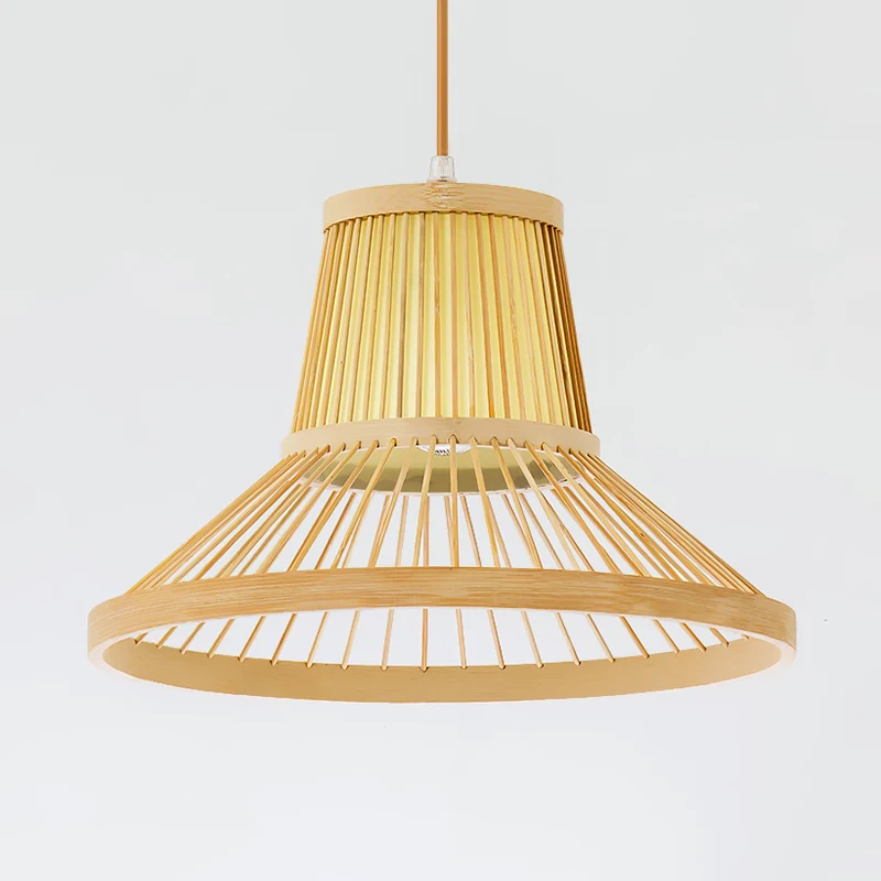 1-koppige trompet hanglamp Zuid-Oost-Azië Bamboe hanglamp beige Clearhalo