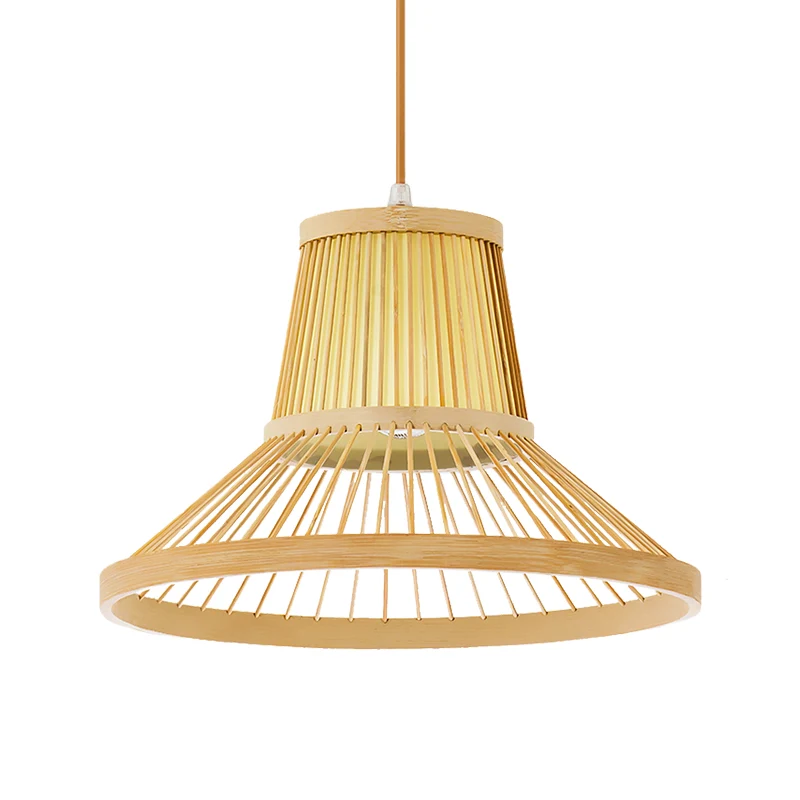 1-koppige trompet hanglamp Zuid-Oost-Azië Bamboe hanglamp beige Clearhalo