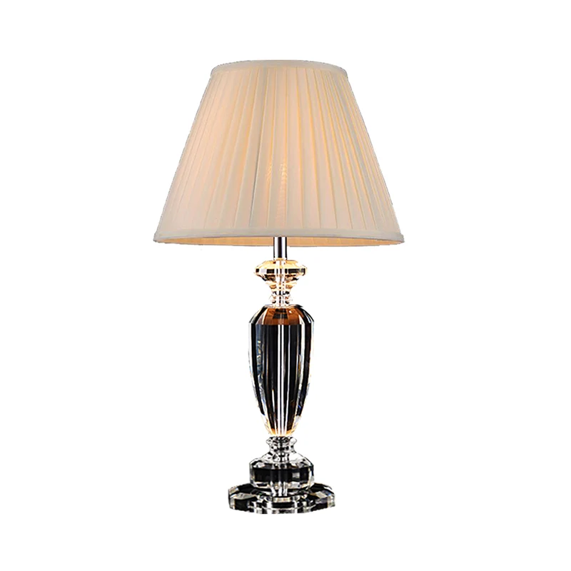 1-koppige woonkamer bureaulamp moderne beige taakverlichting met brede stoffen kap Clearhalo