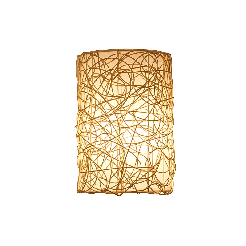 1-kops halve cilinder schans Japans rotan wandgemonteerd lichtarmatuur wit Clearhalo