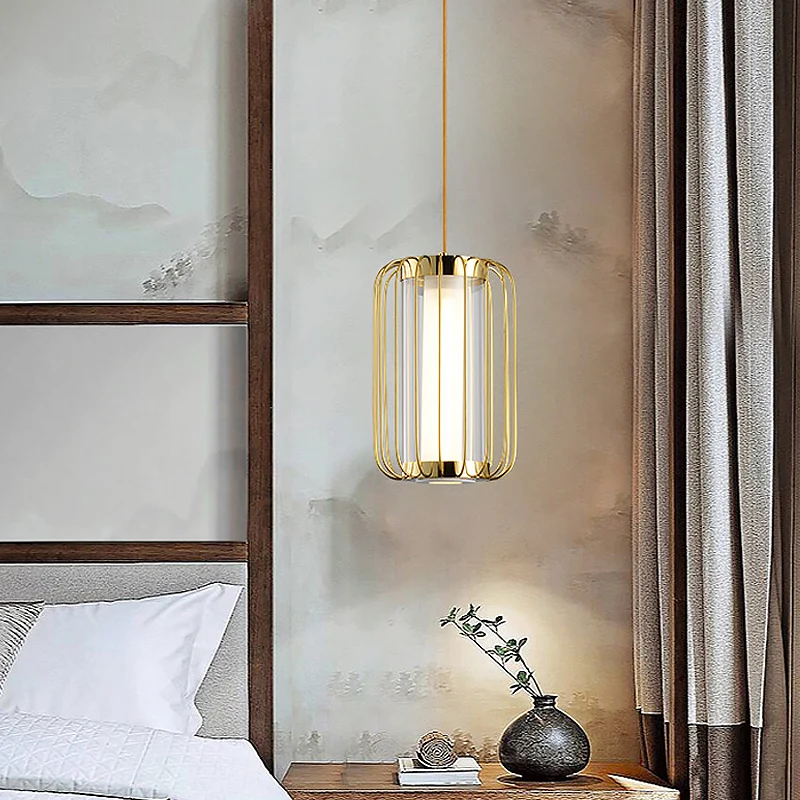 1-kops hanglamp kolonialisme cilinder helder glazen hanglampset met metalen frame voor slaapkamer Clearhalo