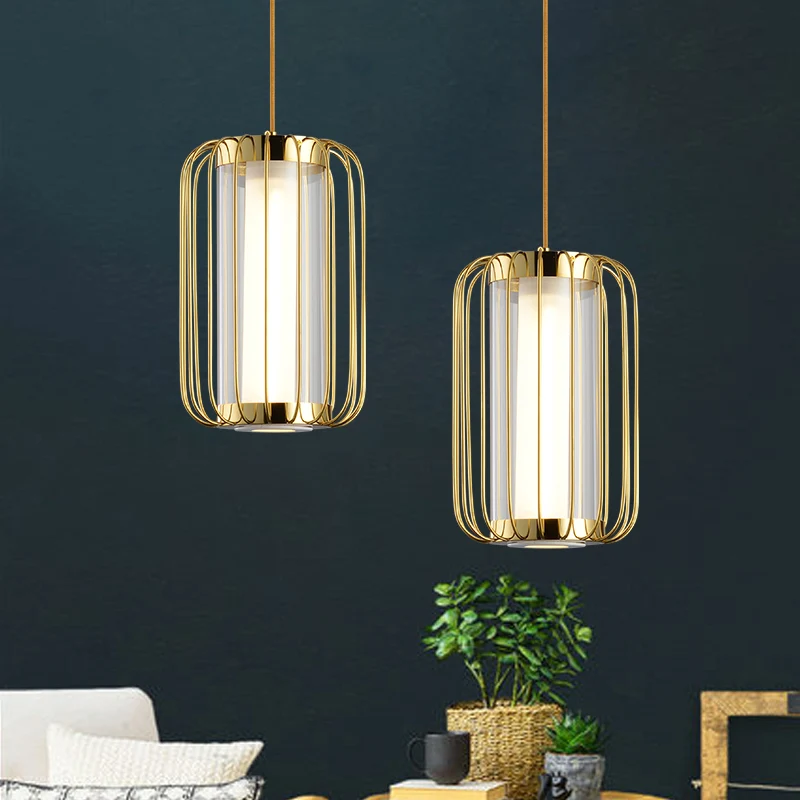1-kops hanglamp kolonialisme cilinder helder glazen hanglampset met metalen frame voor slaapkamer Clearhalo