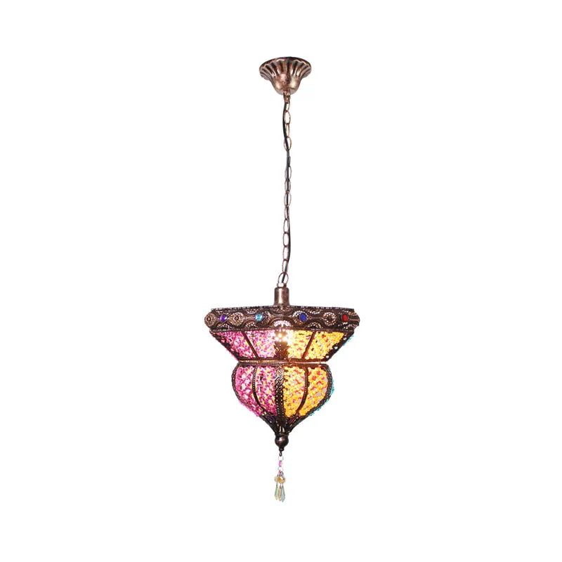 1-kops metalen hanglamp Traditionele roest-urnvormige restauranthangende plafondlamp Clearhalo