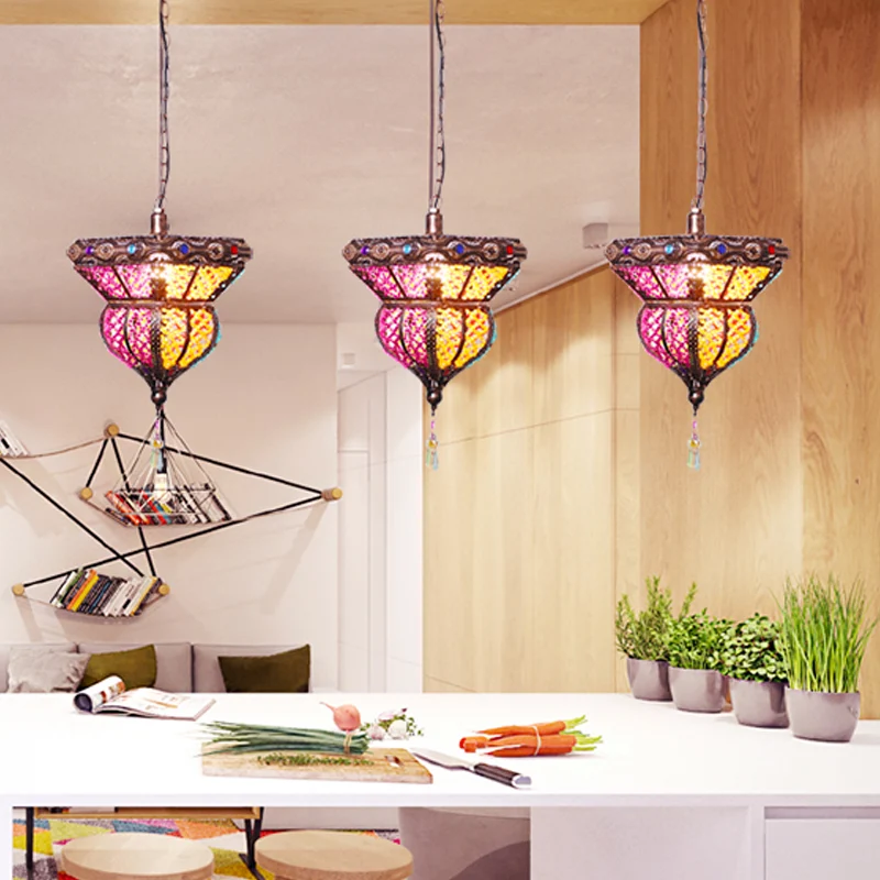 1-kops metalen hanglamp Traditionele roest-urnvormige restauranthangende plafondlamp Clearhalo