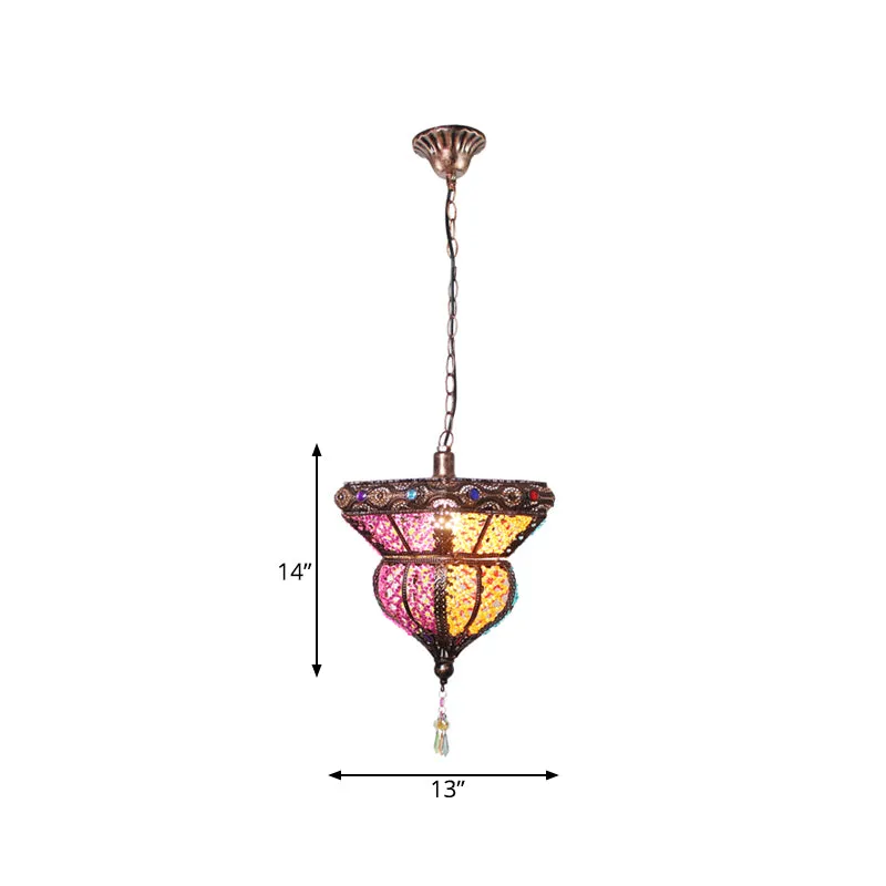 1-kops metalen hanglamp Traditionele roest-urnvormige restauranthangende plafondlamp Clearhalo