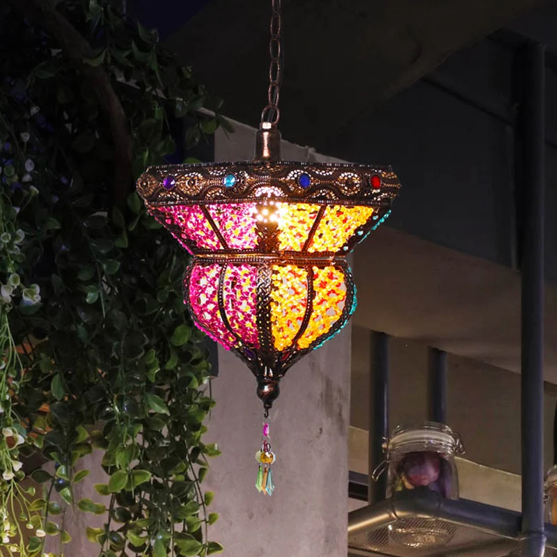 1-kops metalen hanglamp Traditionele roest-urnvormige restauranthangende plafondlamp Clearhalo