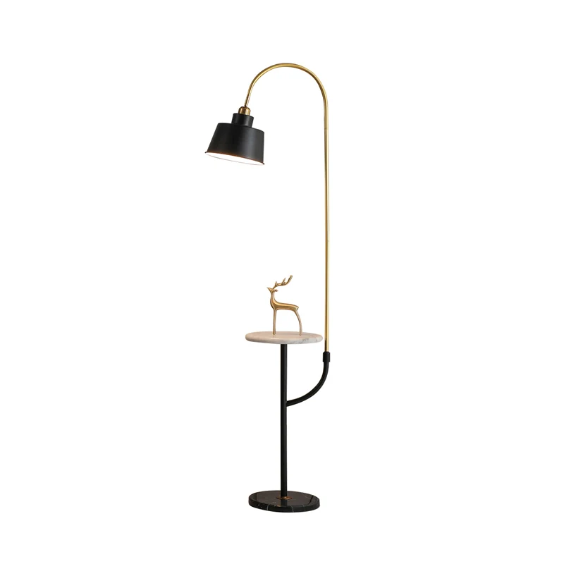 1-kops woonkamerstandaard bureaulamp modernistische zwarte afwerking vloerlamp met trapezium metalen kap Clearhalo
