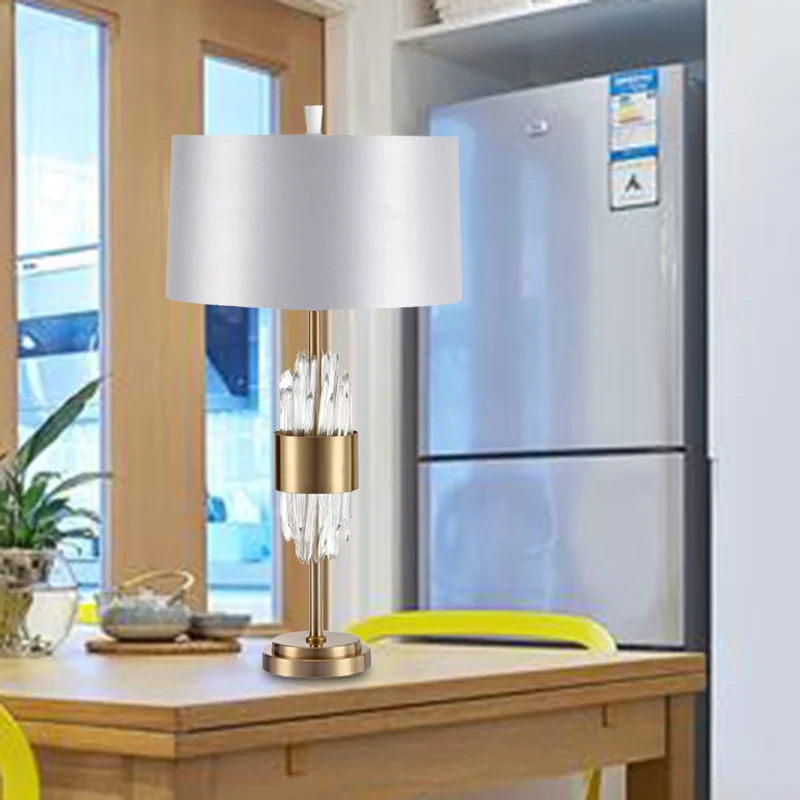 1-lamps eetkamer bureaulamp moderne witte tafellamp met cilindrische stoffen kap Clearhalo