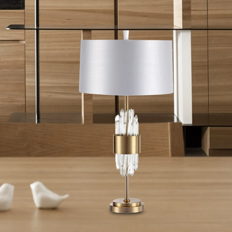 1-lamps eetkamer bureaulamp moderne witte tafellamp met cilindrische stoffen kap Clearhalo