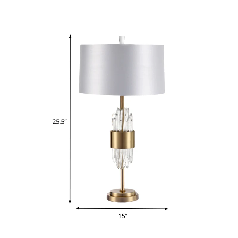 1-lamps eetkamer bureaulamp moderne witte tafellamp met cilindrische stoffen kap Clearhalo