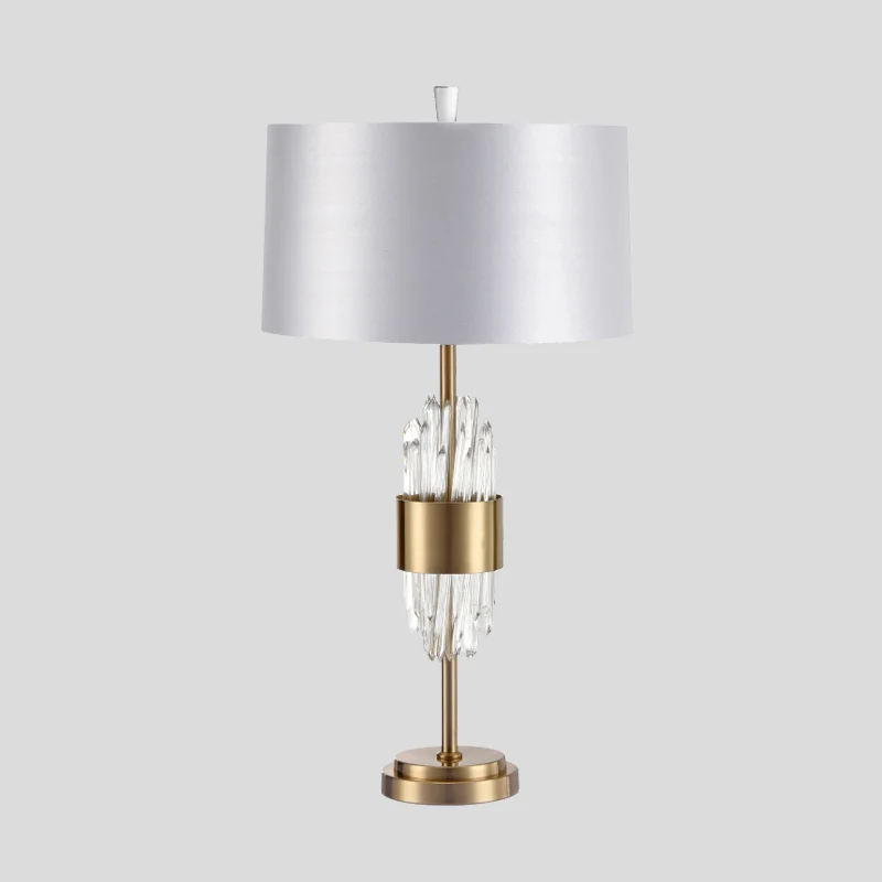 1-lamps eetkamer bureaulamp moderne witte tafellamp met cilindrische stoffen kap Clearhalo
