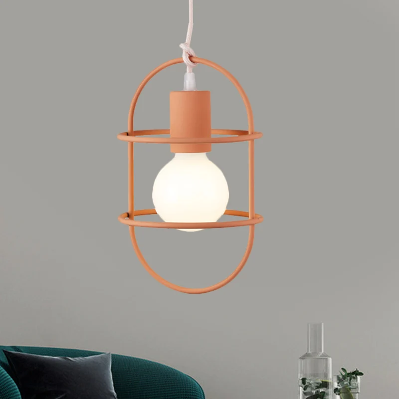 1-lamps eetkamer plafond hanglamp minimalisme wit/roze/geel druppellamp met metalen capsuleframe kap Clearhalo